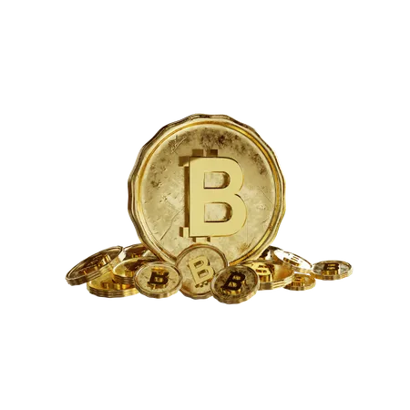 Bitcoins dorés  3D Illustration