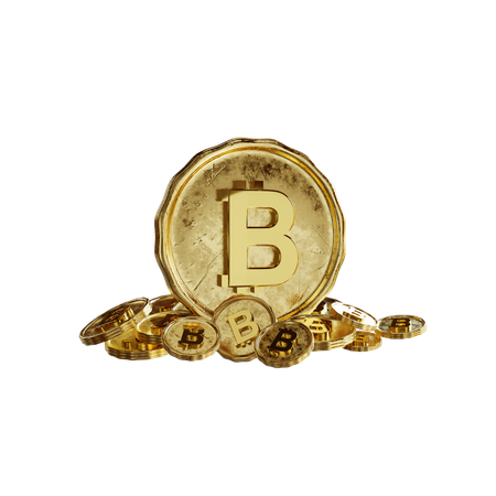 Bitcoins dourados  3D Illustration