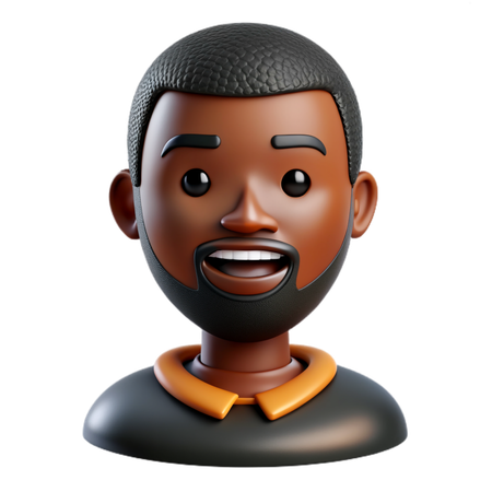 Black African Man Avatar  3D Icon