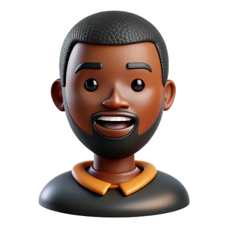 Black African Man Avatar  3D Icon
