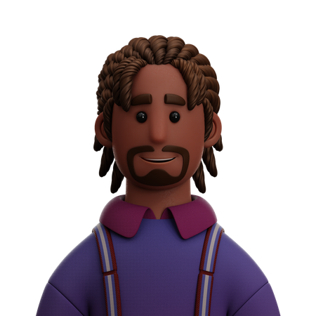 Black Afro Man  3D Icon