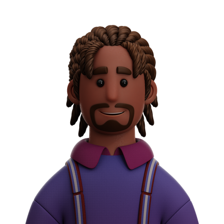 BLACK AFRO MAN  3D Icon