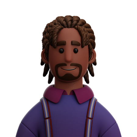 Black Afro Man  3D Icon