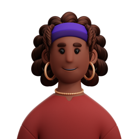 Black Afro Woman  3D Icon