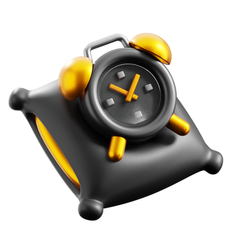 Black Alarm Clock and Pillow  3D Icon