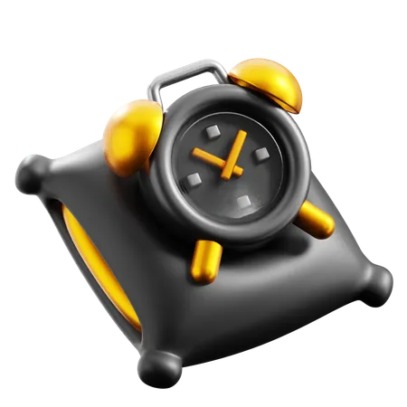 Black Alarm Clock and Pillow  3D Icon