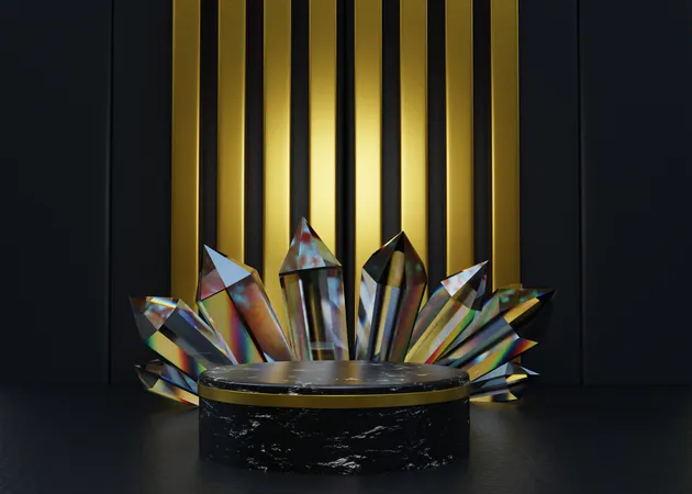 Black and Gold Advertising Podium  3D Illustration