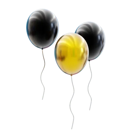 Black and gold balloons  3D Icon