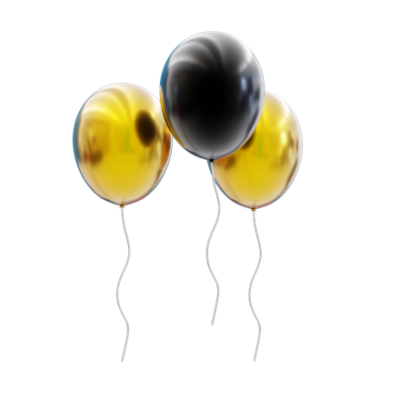 Black and gold balloons  3D Icon