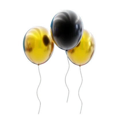 Black and gold balloons  3D Icon