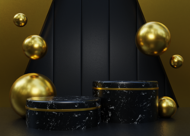 Black and Gold Luxury Podium  3D Illustration