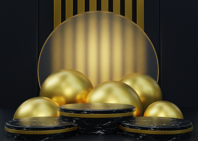 Black and Gold Luxury Podium  3D Illustration