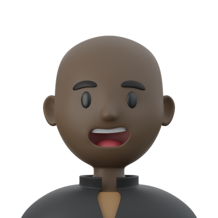 Black Bald Man  3D Icon