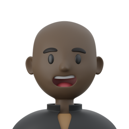 Black Bald Man  3D Icon