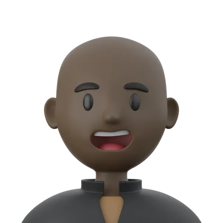 Black Bald Man  3D Icon