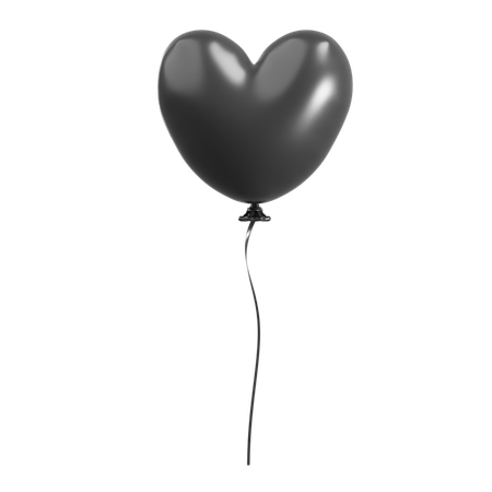 Black Balloon with a Heart Shape  3D Icon