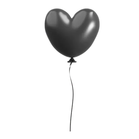 Black Balloon with a Heart Shape  3D Icon