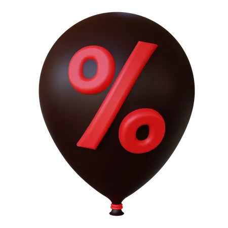 Black Balloon With Discount 3D Icon