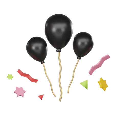 Black Balloons  3D Icon