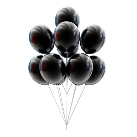 Black balloons bunch  3D Icon