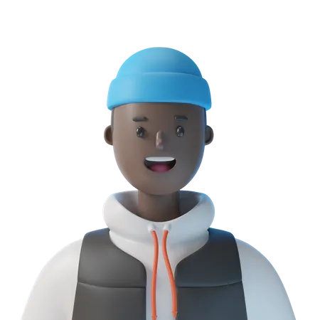 Black Boy With beanie hat 3D Illustration