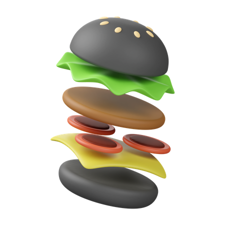 Black Burger  3D Icon