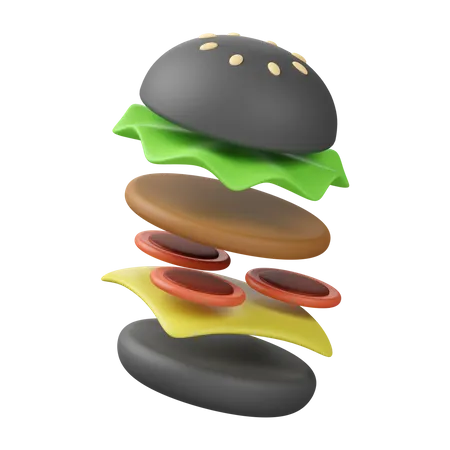 Black Burger  3D Icon