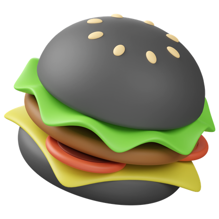 Black Burger 3D Icon