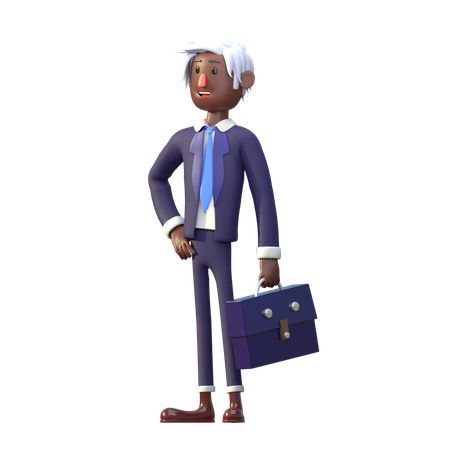 Black Businessman Carrying A Bag  3D Illustration