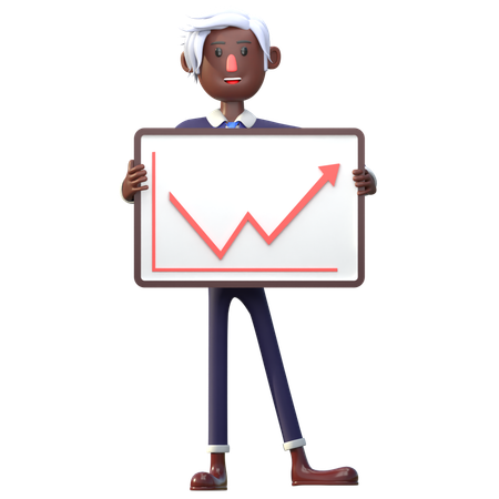 Black Businessman Presenting Chart  3D Illustration