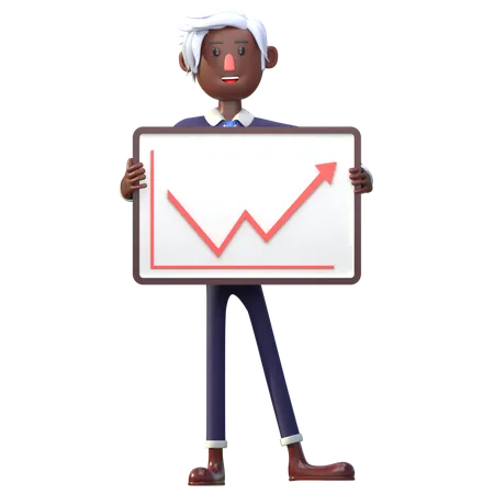 Black Businessman Presenting Chart  3D Illustration