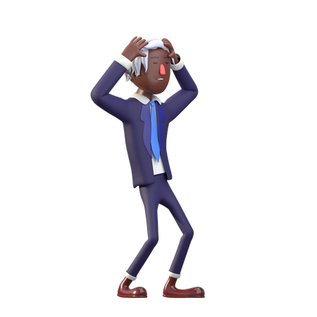 Black Businessmen Feeling Dizzy  3D Icon