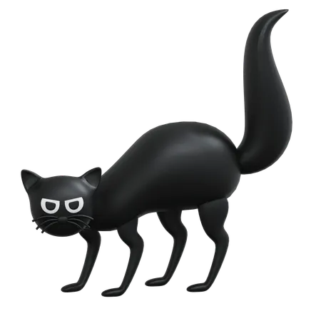 Black Cat 3 D Icon Halloween Illustration 3D Icon