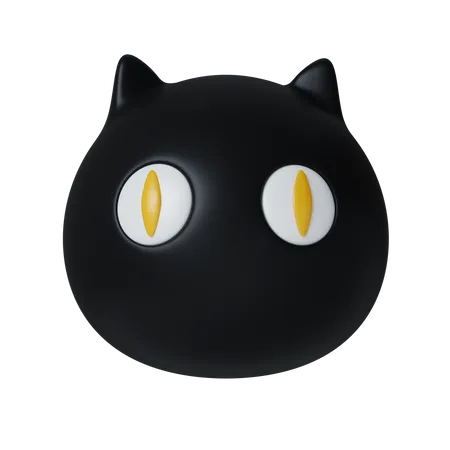 3 D Halloween Head Of Black Cat Icon Traditional Element Of Decor For Halloween Icon Isolated On Gray Background 3 D Rendering Illustration Clipping Path 3D Icon