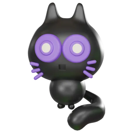 Cute Cartoon Halloween Black Cat 3 D Render 3D Icon
