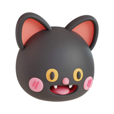 Black Cat Face  3D Icon