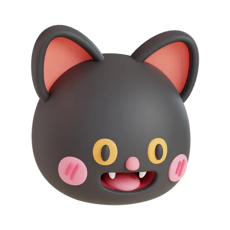 Black Cat Face  3D Icon