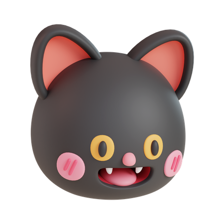 Black Cat Face  3D Icon