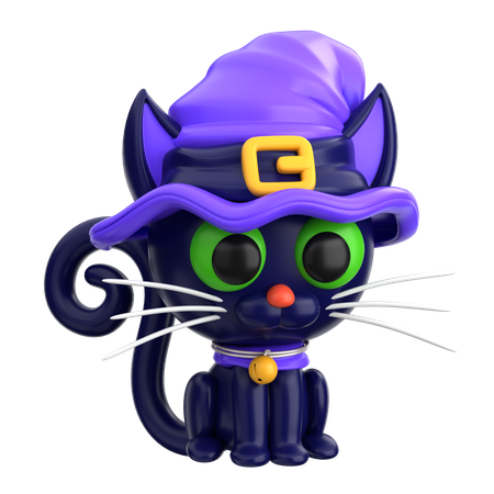 Black Cat Halloween  3D Icon