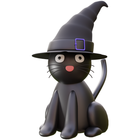 Black Cat Of Halloween Day  3D Icon