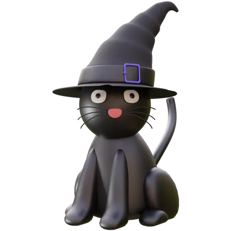 Black Cat Of Halloween Day  3D Icon