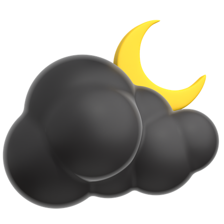 Black Clouds At Night  3D Icon