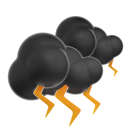 Black Clouds Of Lightning  3D Icon