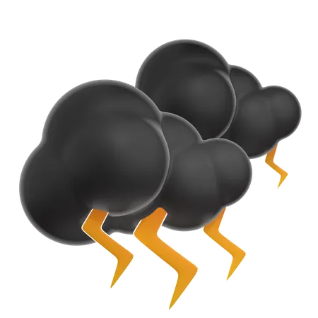 Black Clouds Of Lightning  3D Icon
