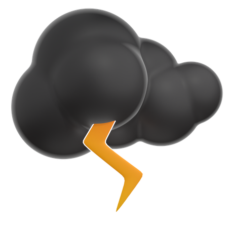 Black Clouds Of Lightning  3D Icon