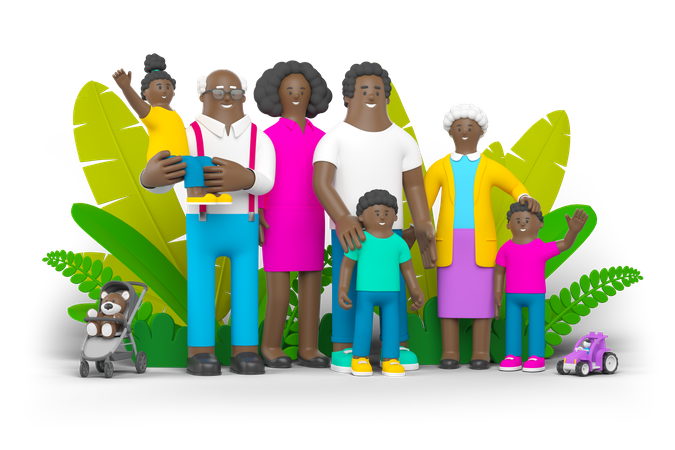 Black family  3D Icon