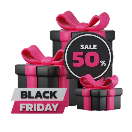 Black Friday 50 Percent Discount  3D Icon