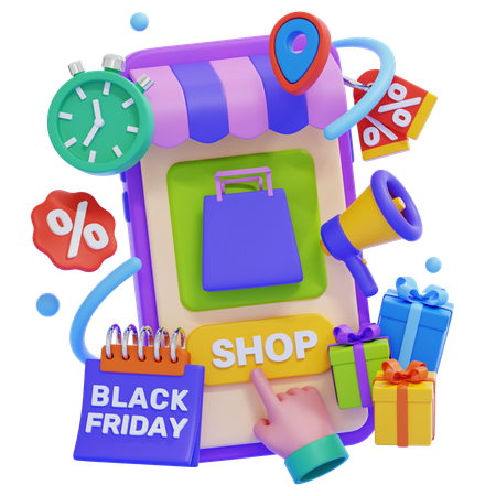 Achats mobiles du Black Friday  3D Illustration