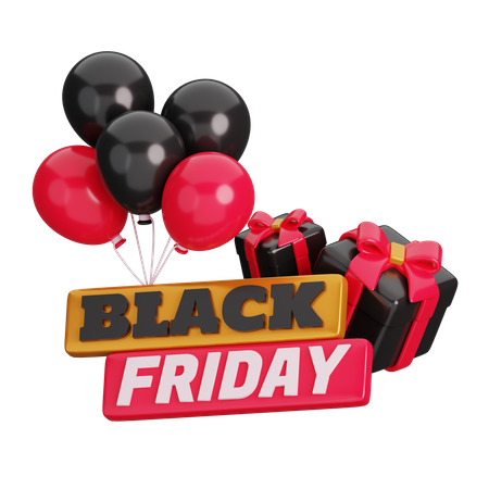 Black Friday and Balloon  3D Icon