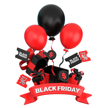 Black Friday Balloon  3D Icon